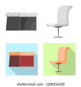 Vector illustration of furniture and apartment sign. Collection of furniture and home stock vector illustration.