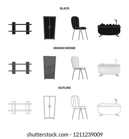 Vector illustration of furniture and apartment sign. Collection of furniture and home stock vector illustration.