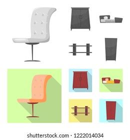 Vector illustration of furniture and apartment sign. Collection of furniture and home vector icon for stock.