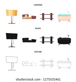 Vector illustration of furniture and apartment symbol. Collection of furniture and home stock symbol for web.