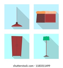Vector illustration of furniture and apartment symbol. Set of furniture and home stock vector illustration.