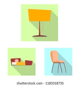 Vector illustration of furniture and apartment symbol. Collection of furniture and home vector icon for stock.