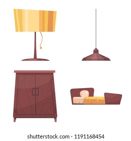 Vector illustration of furniture and apartment symbol. Collection of furniture and home stock symbol for web.