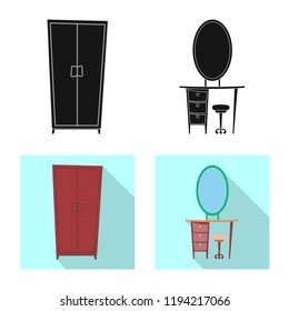 Vector illustration of furniture and apartment symbol. Collection of furniture and home stock vector illustration.