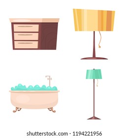 Vector illustration of furniture and apartment symbol. Collection of furniture and home stock vector illustration.