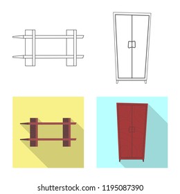 Vector illustration of furniture and apartment symbol. Set of furniture and home vector icon for stock.