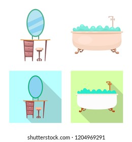 Vector illustration of furniture and apartment symbol. Set of furniture and home stock symbol for web.