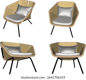 vector illustration of furniture design of living room sofa chair from traditional ethnic vintage wood