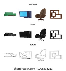 Vector illustration of furniture and work icon. Collection of furniture and home stock vector illustration.