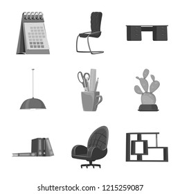 Vector illustration of furniture and work icon. Collection of furniture and home stock vector illustration.