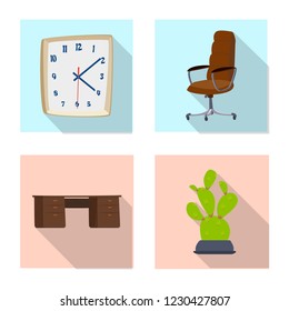 Vector illustration of furniture and work icon. Set of furniture and home stock symbol for web.