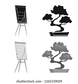 Vector illustration of furniture and work icon. Set of furniture and home vector icon for stock.