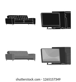 Vector illustration of furniture and work logo. Collection of furniture and home stock symbol for web.