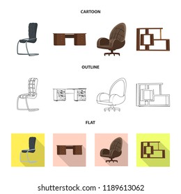 Vector illustration of furniture and work sign. Collection of furniture and home vector icon for stock.