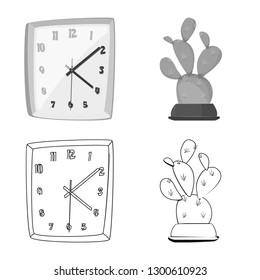 Vector illustration of furniture and work sign. Collection of furniture and home stock symbol for web.