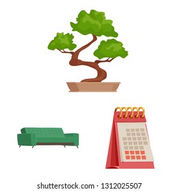 Vector illustration of furniture and work sign. Collection of furniture and home stock vector illustration.