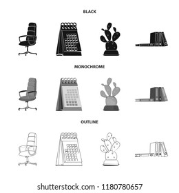 Vector illustration of furniture and work symbol. Set of furniture and home stock symbol for web.