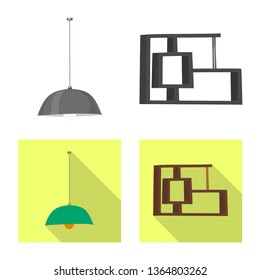 Vector illustration of furniture and work symbol. Set of furniture and home vector icon for stock.