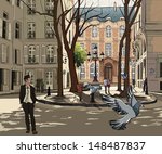 Vector illustration of Furstemberg square in paris