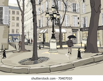 Vector illustration of Furstemberg square in paris