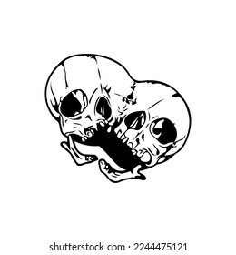 vector illustration of fused skulls