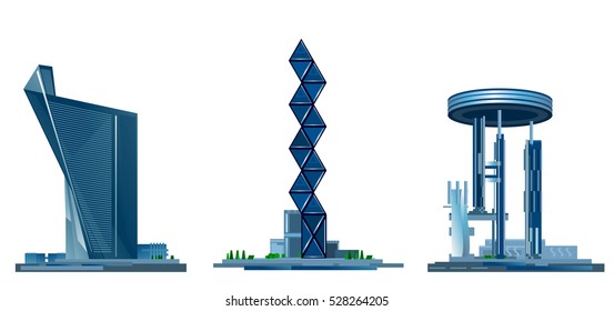 Vector illustration of a future architecture on the white background