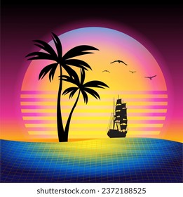 Ilustración vectorial del futuro ciberpaisaje.