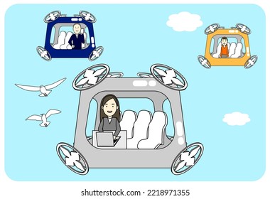 vector illustration future flying car of drone