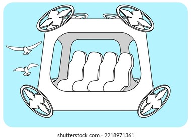 ilustración vectorial futuro coche volador de drone