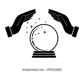Vector illustration of the future prediction by crystal ball on a white background