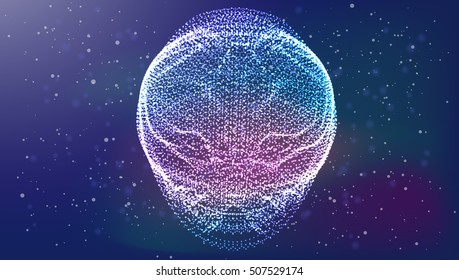 Vector illustration of futuristic abstract glowing infinity stars background resembling motion blurred neon light curves