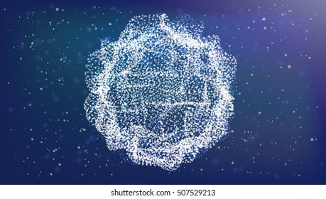 Vector illustration of futuristic abstract glowing infinity stars background resembling motion blurred neon light curves