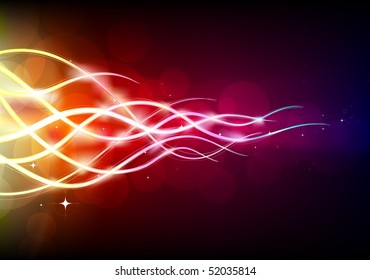 Vector illustration of  futuristic abstract glowing background resembling motion blurred neon light curves