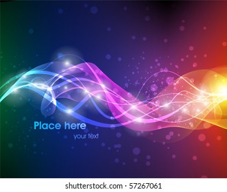 Vector illustration of futuristic abstract glowing background resembling motion blurred neon light curves