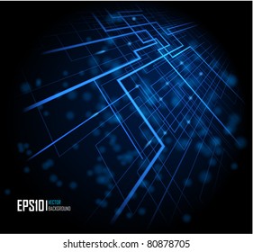 Vector illustration of futuristic blue abstract glowing background