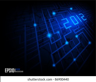 Vector illustration of futuristic blue abstract glowing background