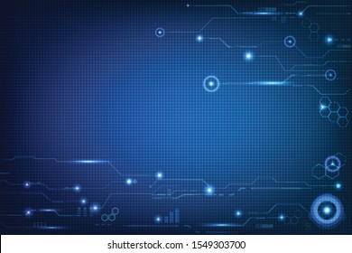 Vector illustration of Futuristic blue digital screen display and layout with digital hi tech element grid line and circuits.Digital innovation and technology concepts.