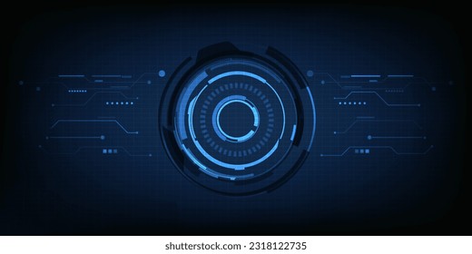 Vector illustration of futuristic blue digital high technology with circle hud and digital circuit element pattern for game and advertising artwork.Future tech design concepts.