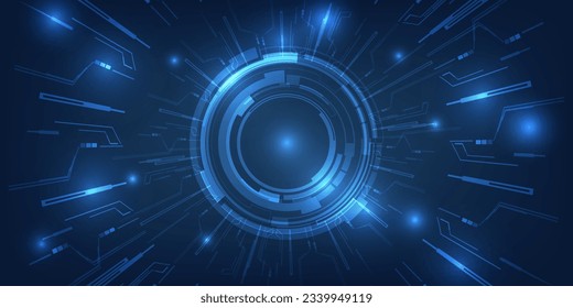 Vektorgrafik futuristischer blauer digitaler High-Technologie mit Circle Hod und Digital Circuit-Elementmuster für Spiel- und Werbekunst.Future Tech-Konzepte.