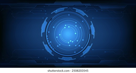 Ilustración vectorial de la alta tecnología digital azul futurista con el hud del círculo y el patrón digital del elemento del circuito para el juego y la publicidad artwork.Future conceptos de diseño de la tecnología.