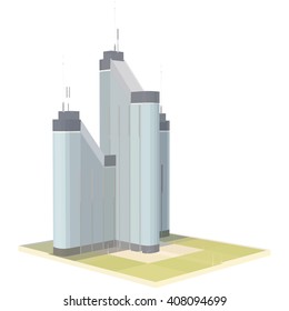 Vector illustration of a futuristic building isolated on a white background