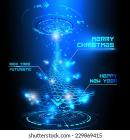 Vector illustration of futuristic Christmas tree