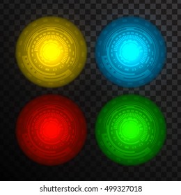 Vector illustration of futuristic circles, glowing buttons
