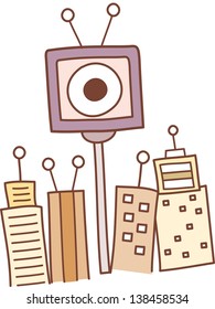 Ilustración vectorial de una ciudad futurista
