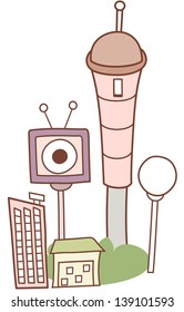 Ilustración vectorial de una ciudad futurista