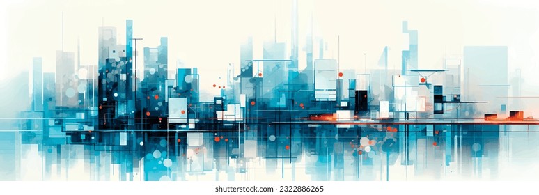 Vector illustration of a futuristic city skyline as generate by artifical intelligence