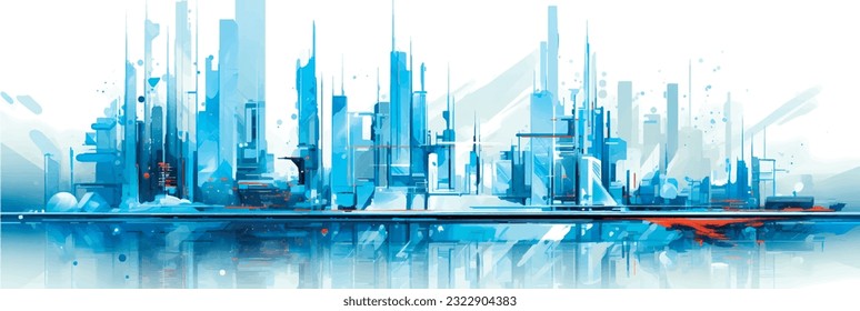 Vector illustration of a futuristic city skyline as generate by artifical intelligence