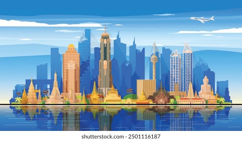 Vector illustration of a futuristic city skyline as generate by AI