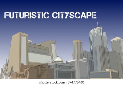 Vector illustration of futuristic cityscape
