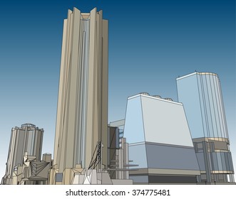 Vector illustration of futuristic cityscape